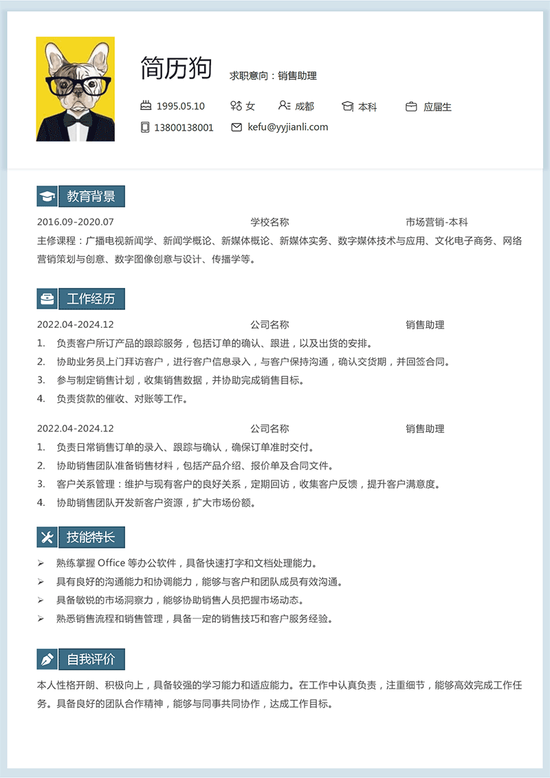 销售助理简历模板