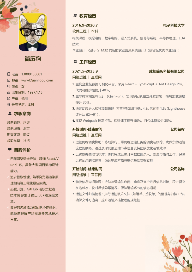 网络运维简历模板