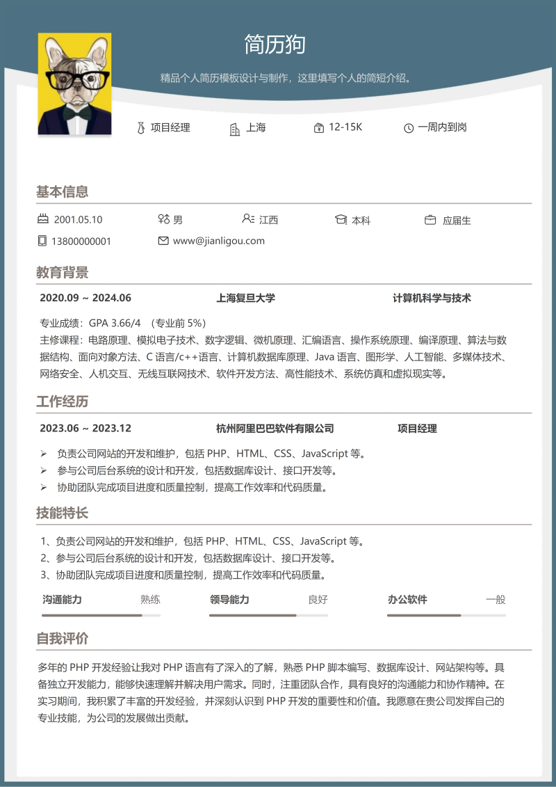 项目经理简历模板